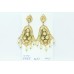 Designer dangle long traditional Earrings Gold Plated uncut white Stones 2.6'